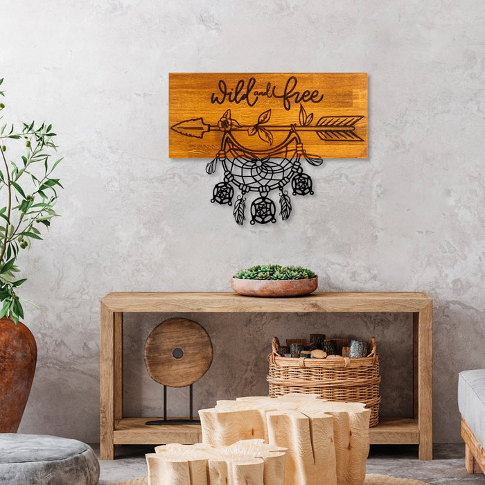 Wallity Wild and Free Escultura de pared de madera y metal Nogal y negro